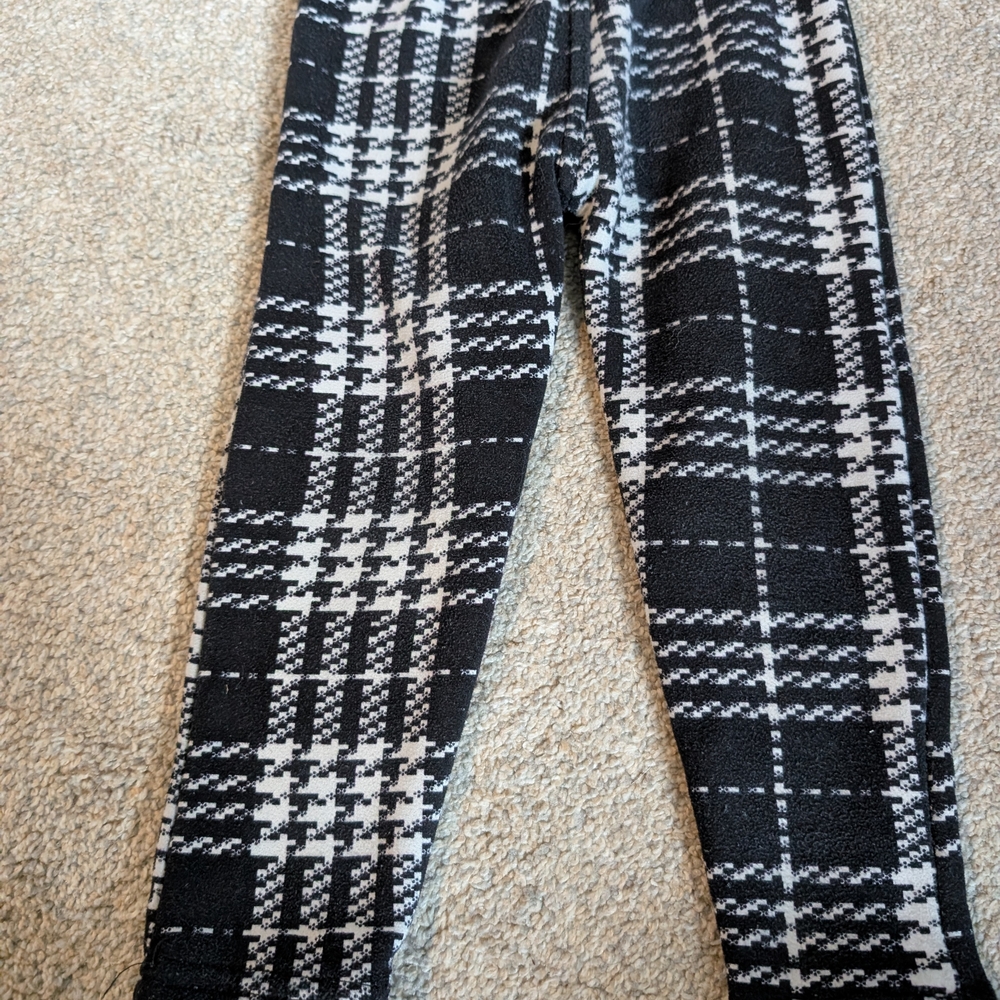 Plaid Kids Leggings - Black and White